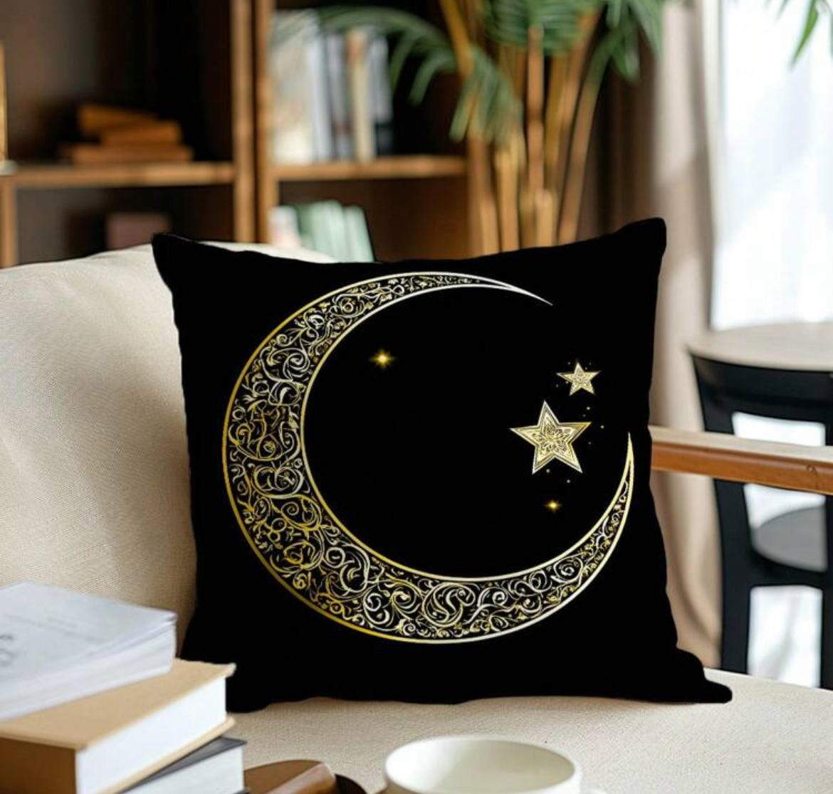 Kussensloop met binnenkussen – Gouden Maan & Sterren