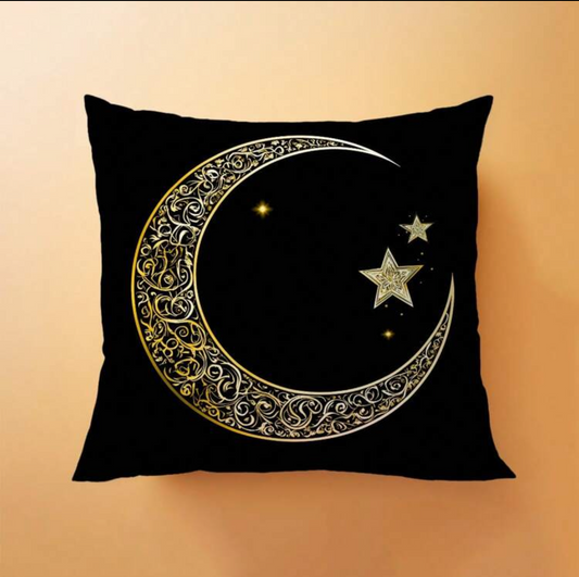 Kussensloop met binnenkussen – Gouden Maan & Sterren