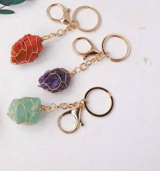 Edelsteen Sleutelhanger – Beschermende energie (paars of blauw)