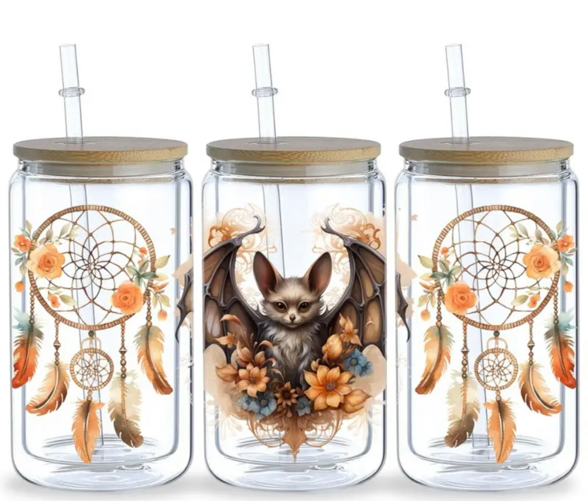 Glazen Beker met Dromenvanger & Vleermuis”