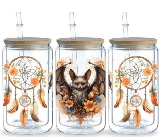 Glazen Beker met Dromenvanger & Vleermuis”