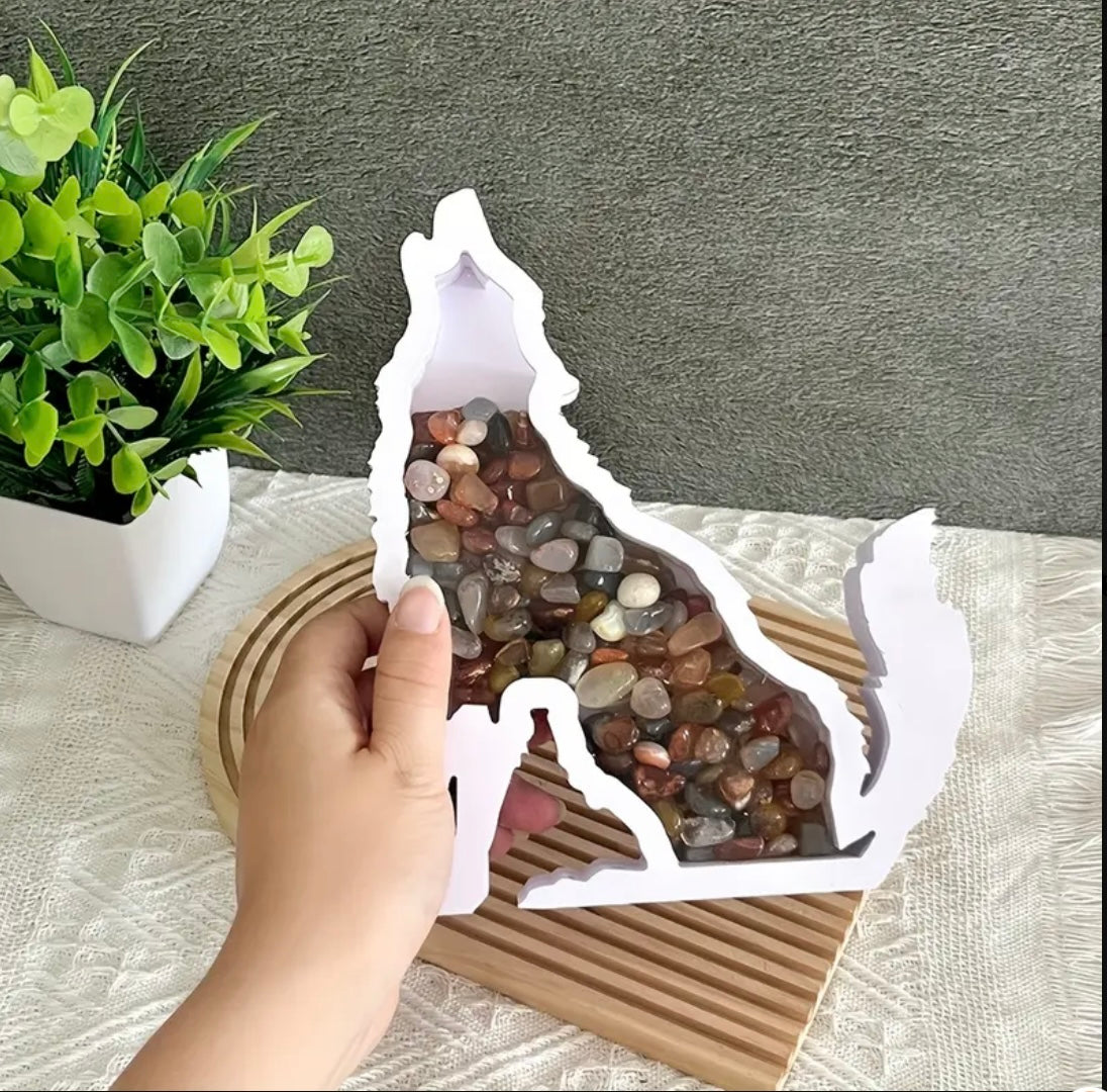 🐺 Wolf Edelsteen Display – Kracht & Intuïtie