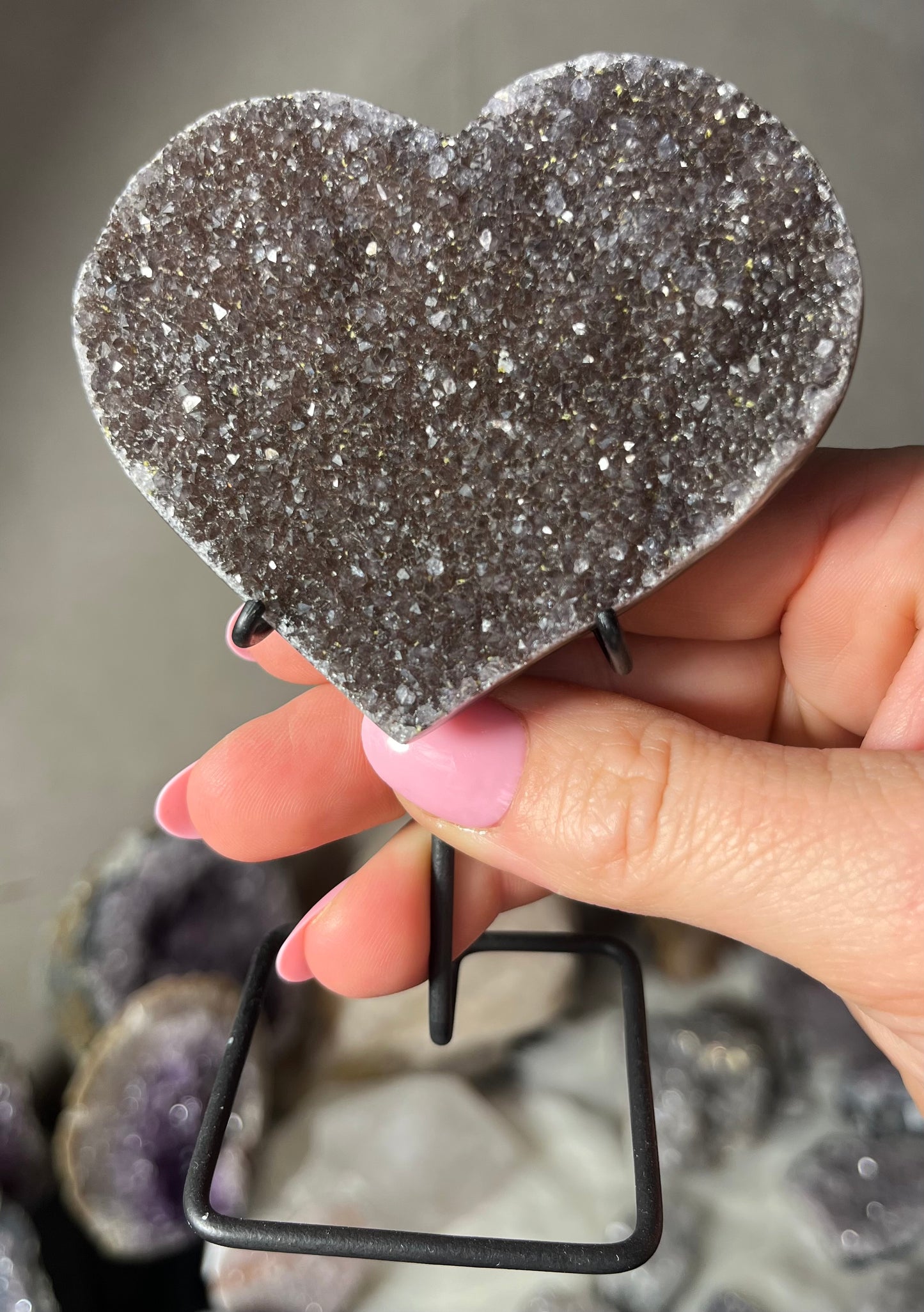 💜 Amethist Druzy Hart op Standaard