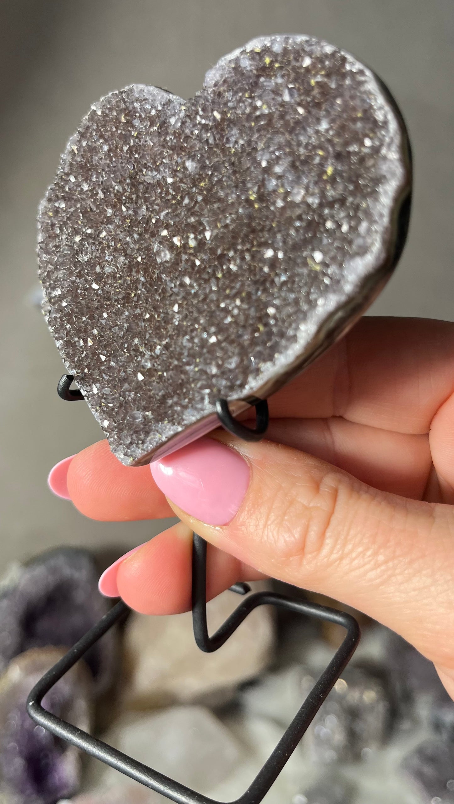 💜 Amethist Druzy Hart op Standaard