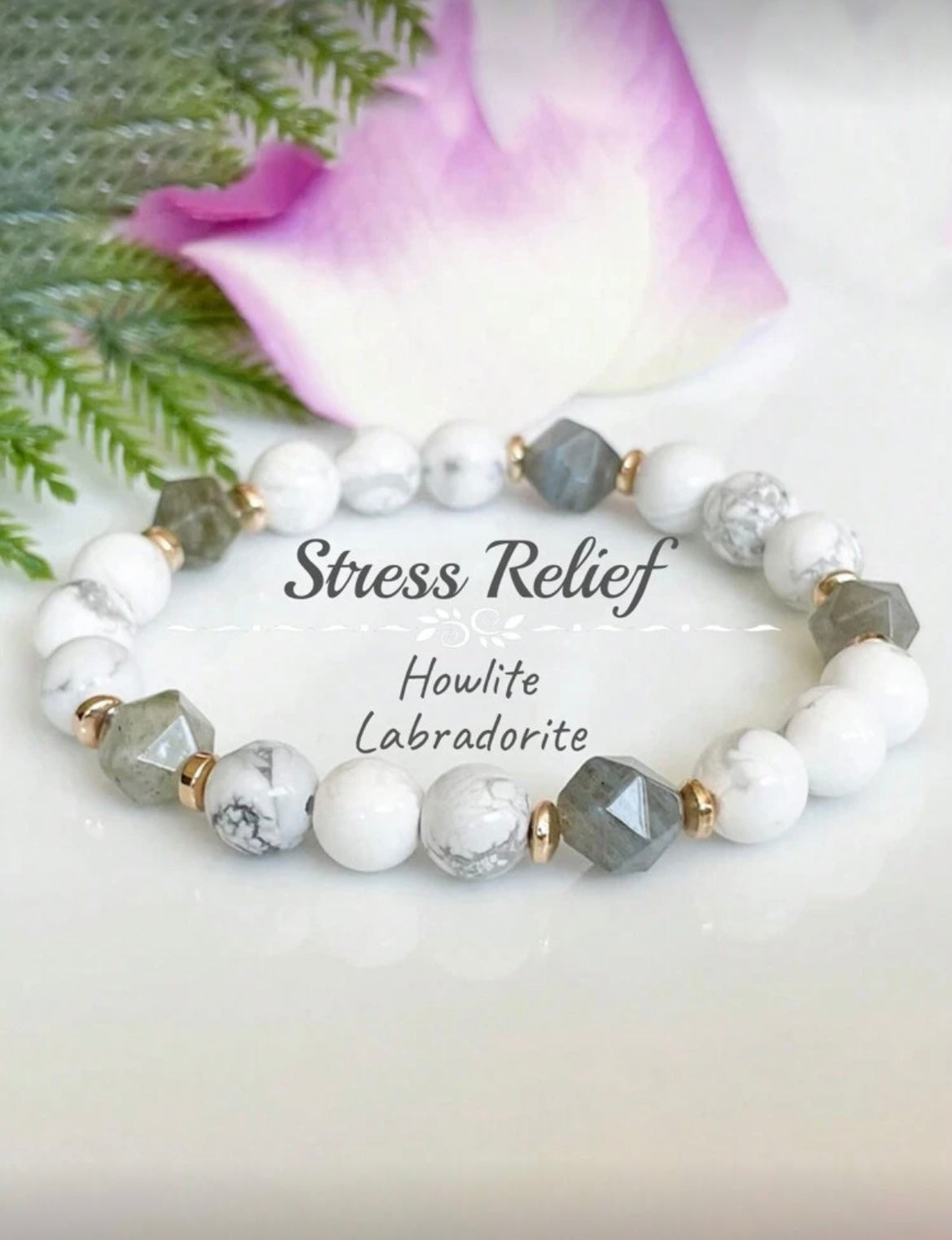 Armband “Stress Relief” – Howliet & Labradoriet
